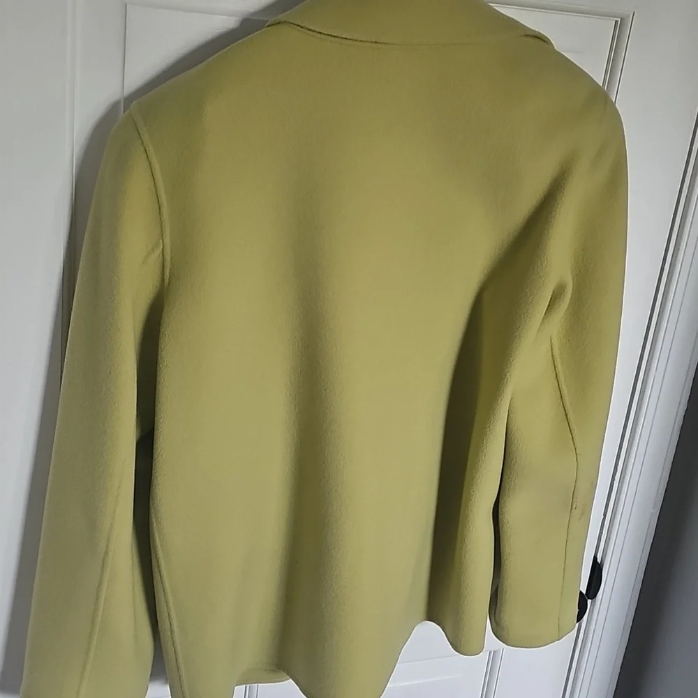 Ellen Tracy Lime Green Double-Breasted Women's Coat - Picture 6 of 7